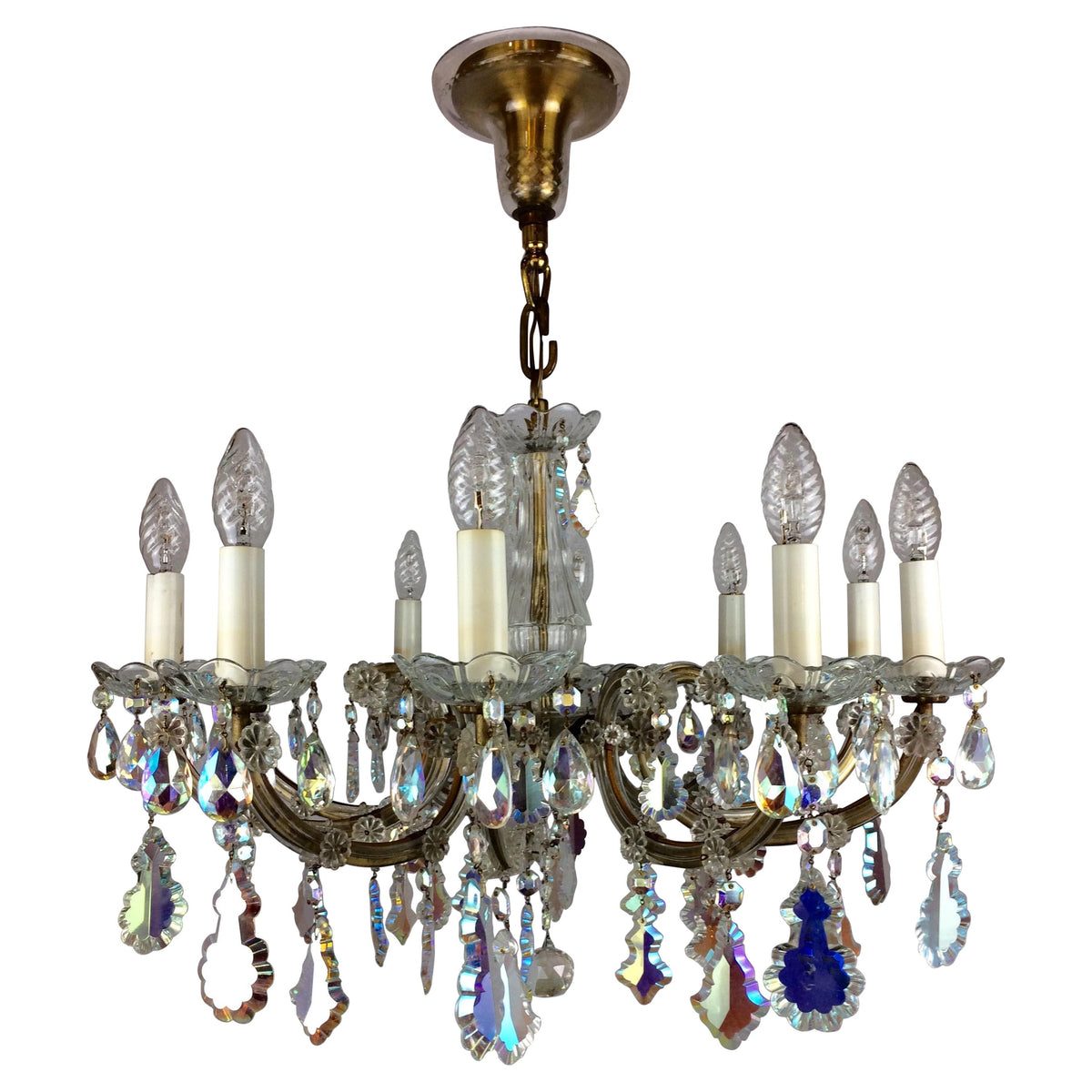 French Marie Theresa Chandelier with Colored Rock Crystals 10 Arms