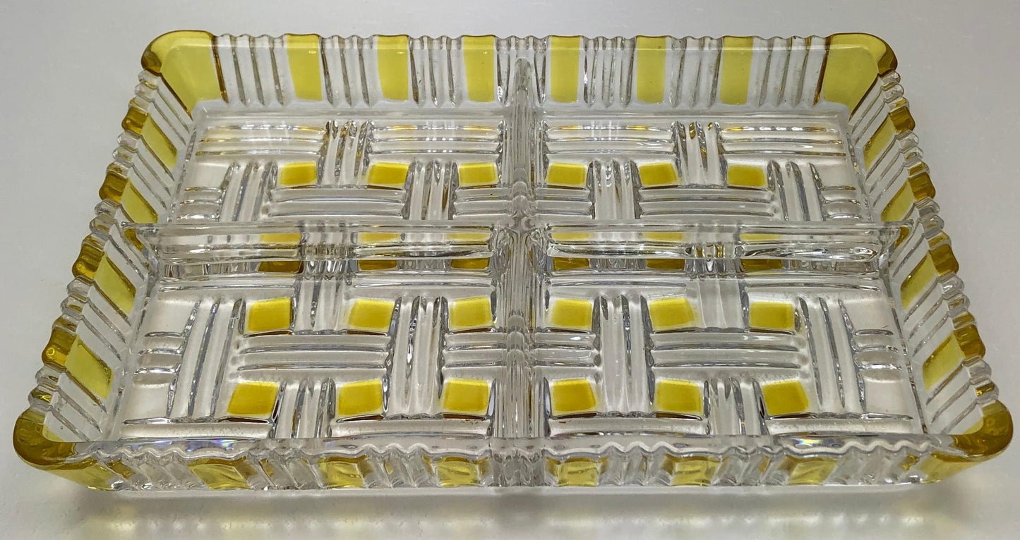 French Barware, Molded Glass Appetizer Serving Dish, circa 1950s — detail 4
