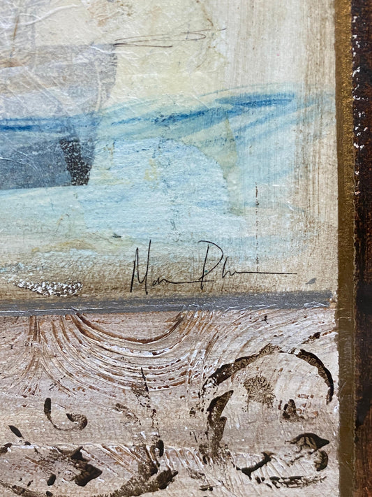 Large Framed Beach Side Palm Tree Art — detail 2
