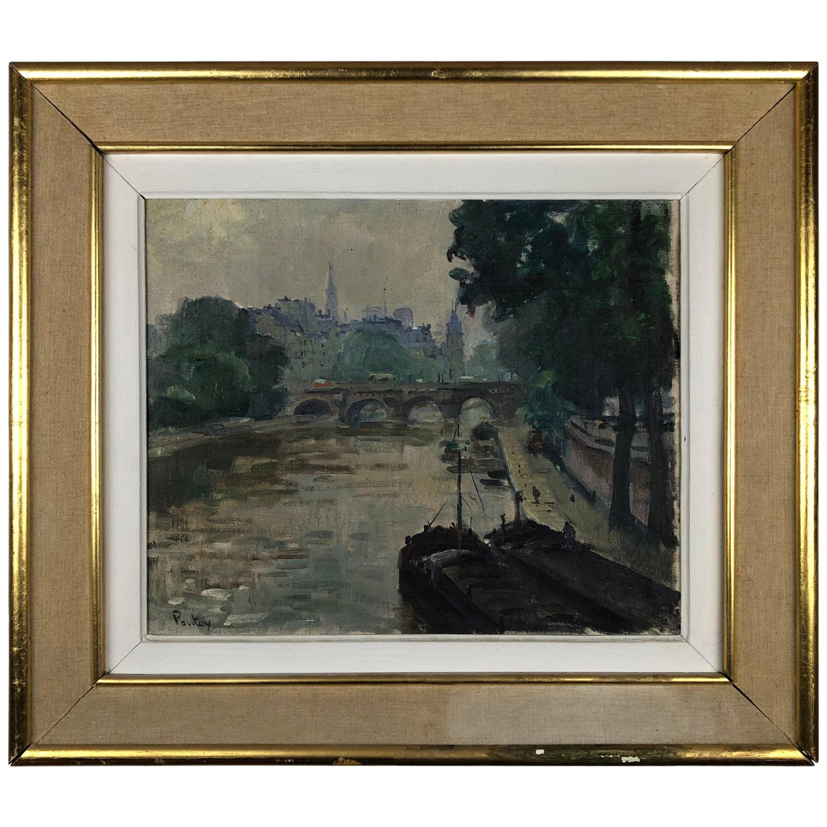 Collectible Rare Original Oil on Canvas Painting by Henri Pontoy, Paris France