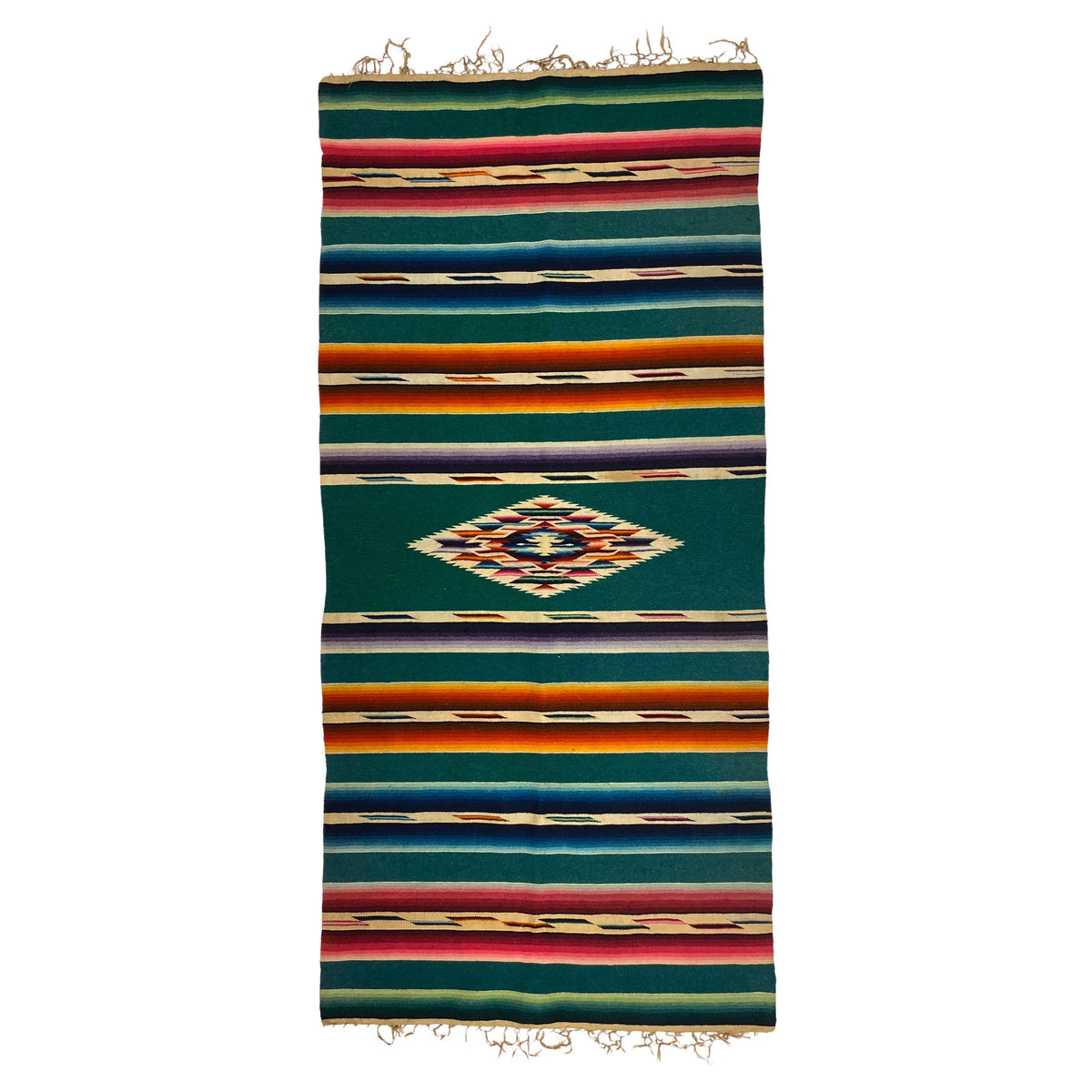 Vintage Mexican Saltillo Serape Blanket Rug