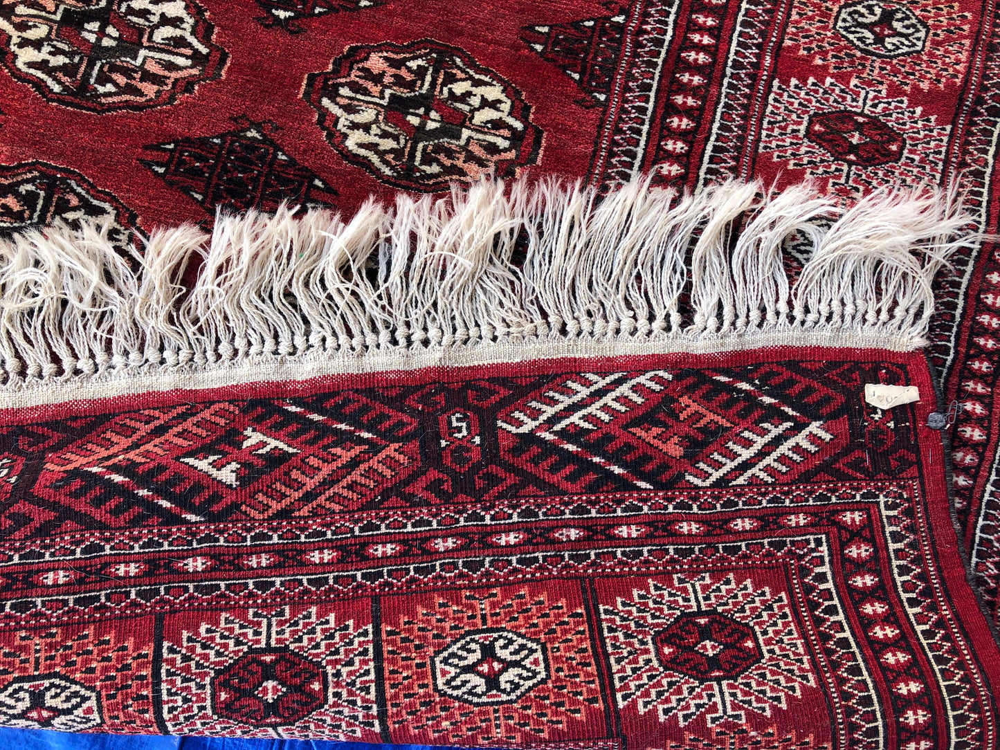 Antique Red Afghan Ersari Hand Knotted Turkoman Rug, circa 1920 — detail 9