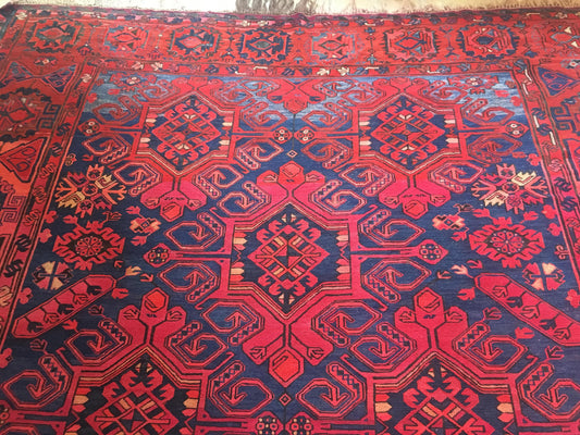 Large Traditional Hand Knotted Tribal Wool Rug, circa 1920 — detail 2