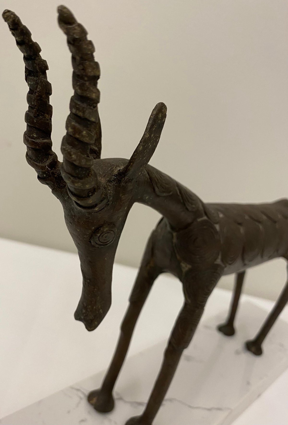 Decorative African Antelope Sculpture from the Tribal People of Benin — detail 2
