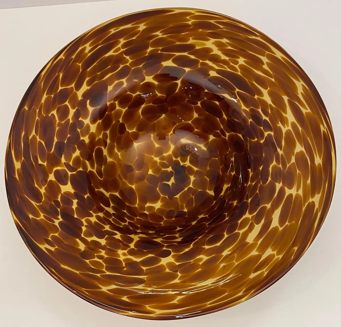 Amber Murano Art Glass Centerpiece Bowl, Large Tortoiseshell Motif, Italy, Mid-20th Century — detail 7