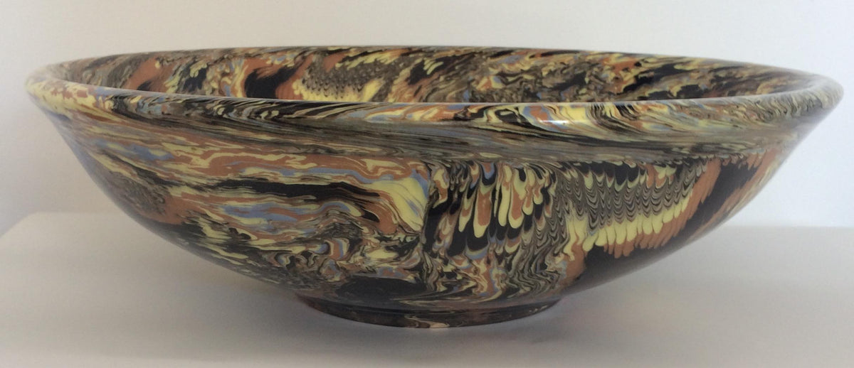 Large French Midcentury Ceramic Mixed Earths Bowl or Centerpiece, Signed — detail 6