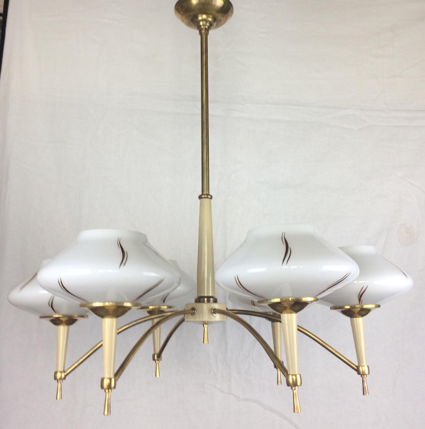 Maison Arlus Midcentury Glass Globe 6-Arm Chandelier, circa 1950 — detail 9
