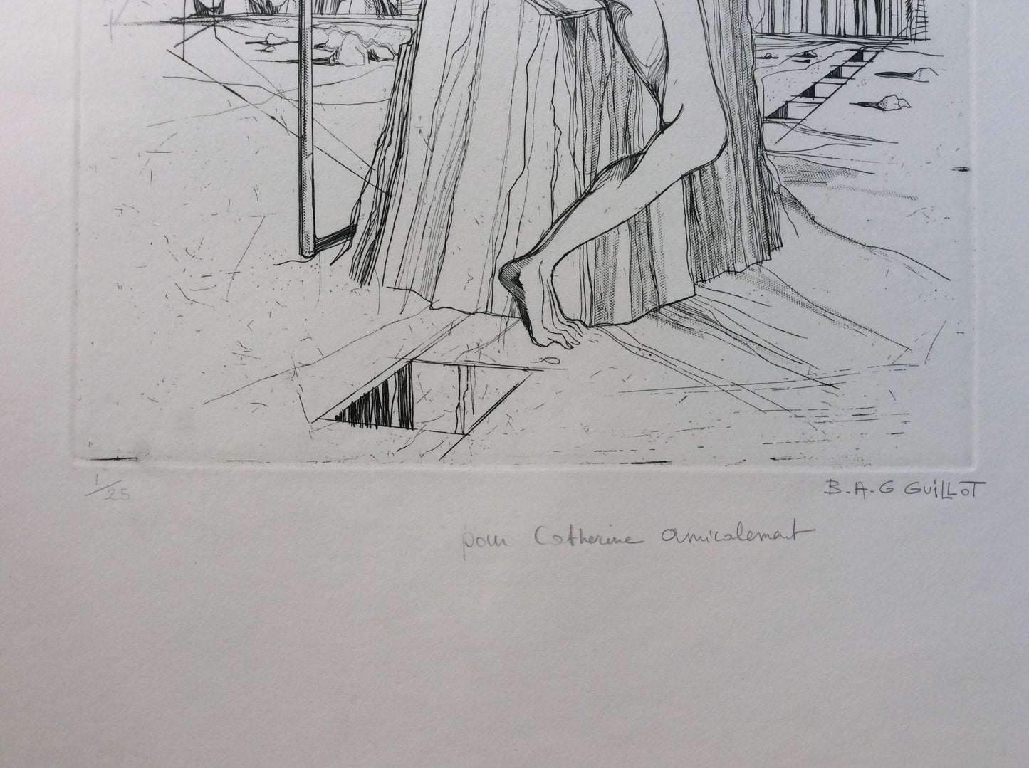 French Surrealism Lithograph manner of Dali by B.A.G. Guillot — detail 6