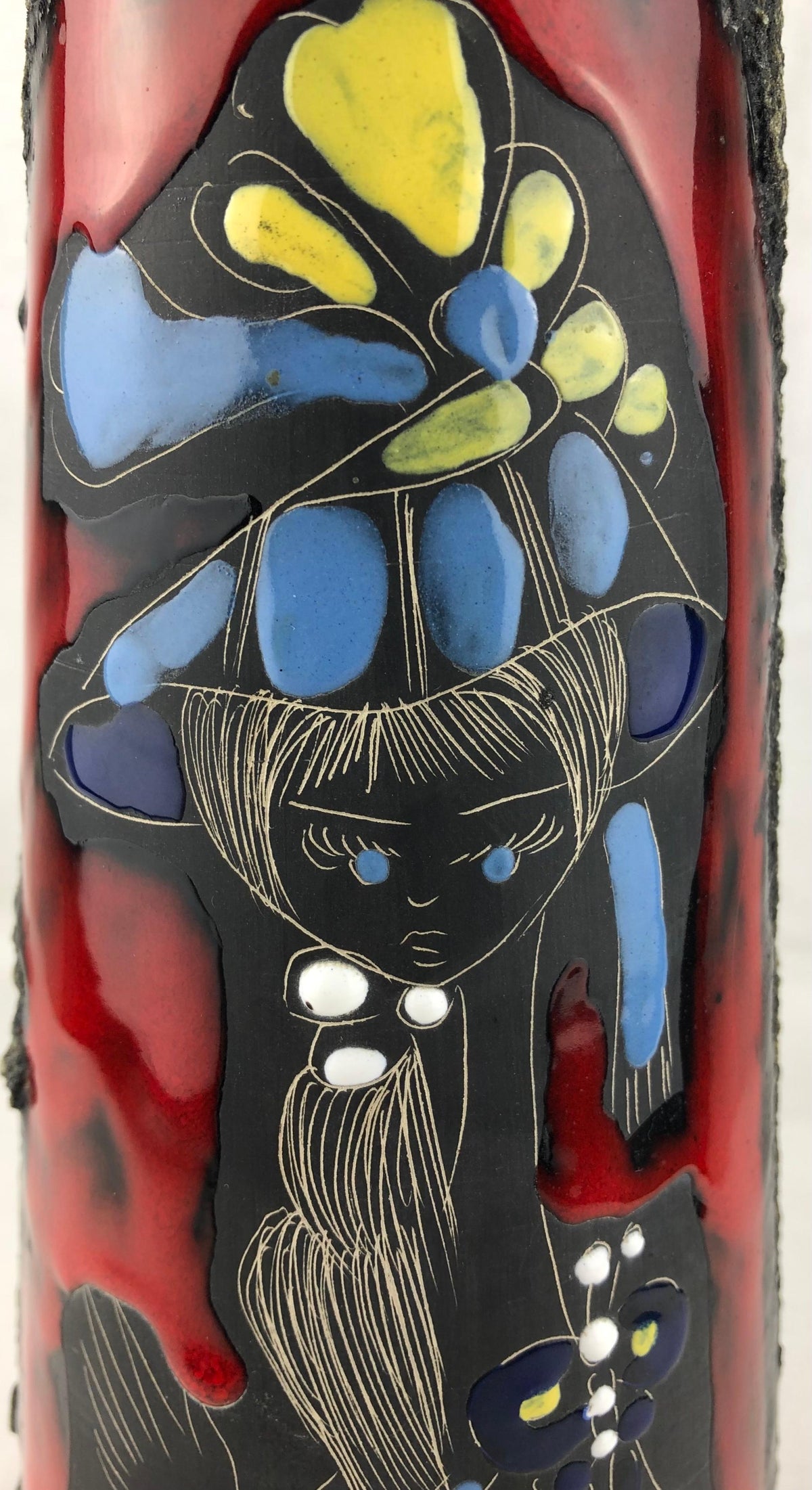 French Midcentury Ceramic Vase featuring Brigette Bardot, Vallauris Pottery — detail 4