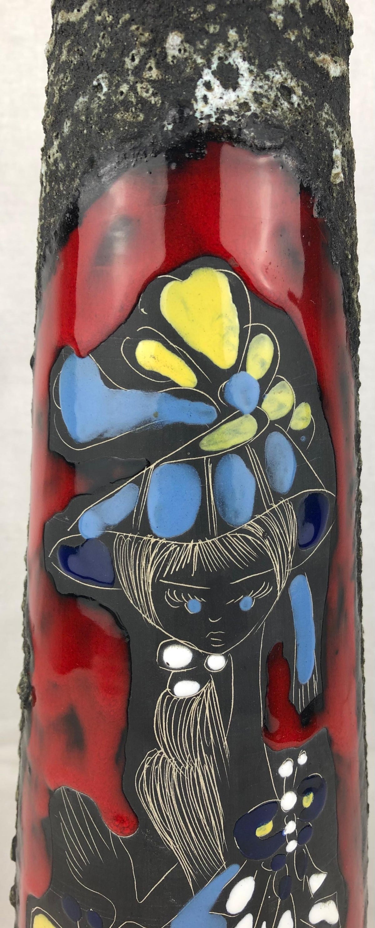 French Midcentury Ceramic Vase featuring Brigette Bardot, Vallauris Pottery — detail 2
