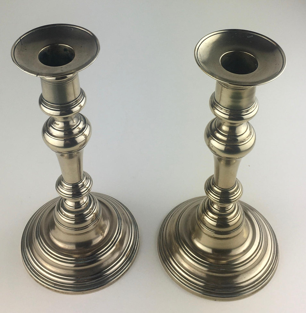 Pair of French Solid Brass Candlesticks — detail 2