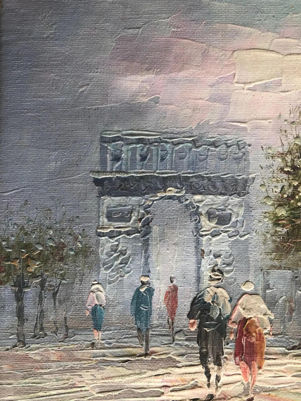 Oil Painting Paris France Cityscape attrib. to Caroline Burnett, Signed — detail 10
