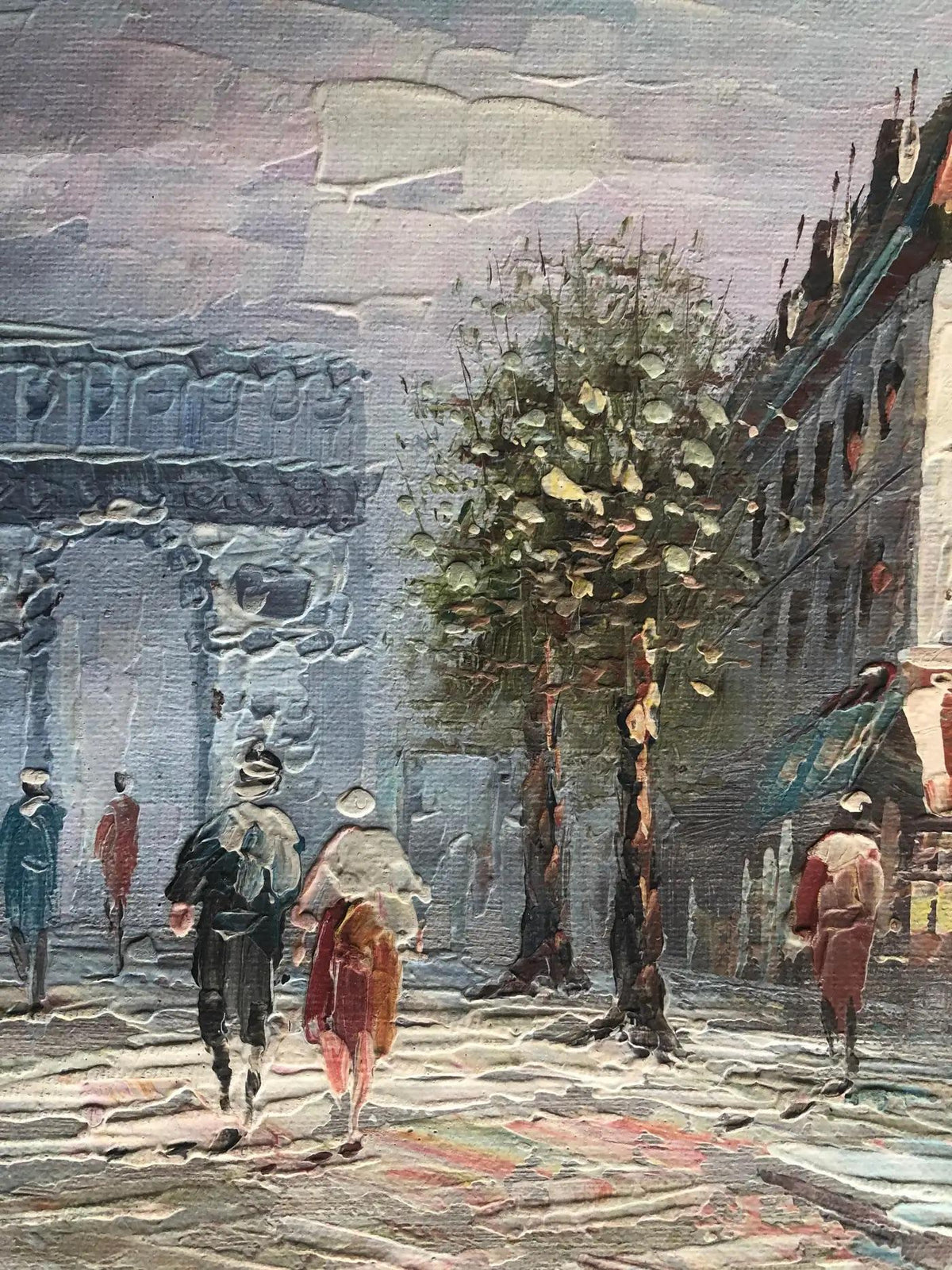 Oil Painting Paris France Cityscape attrib. to Caroline Burnett, Signed — detail 3
