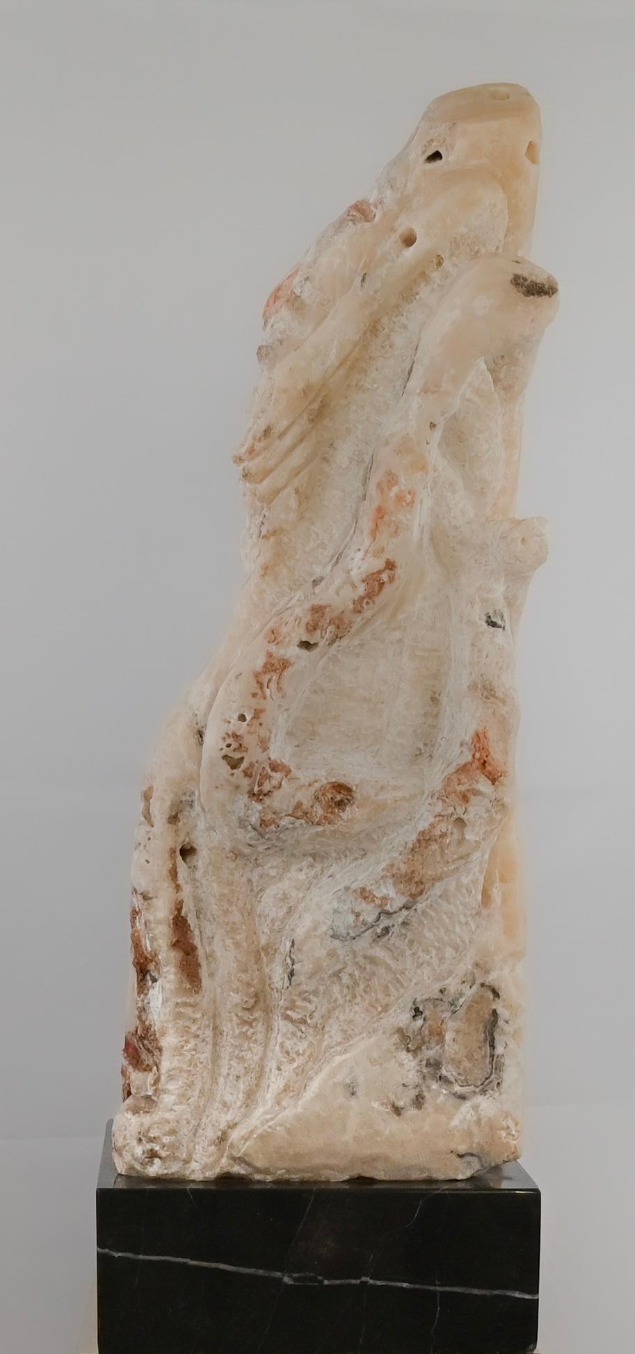 Abstract Stone Sculpture Chinese Scholar Stone on a Faux Marble Stand — detail 4