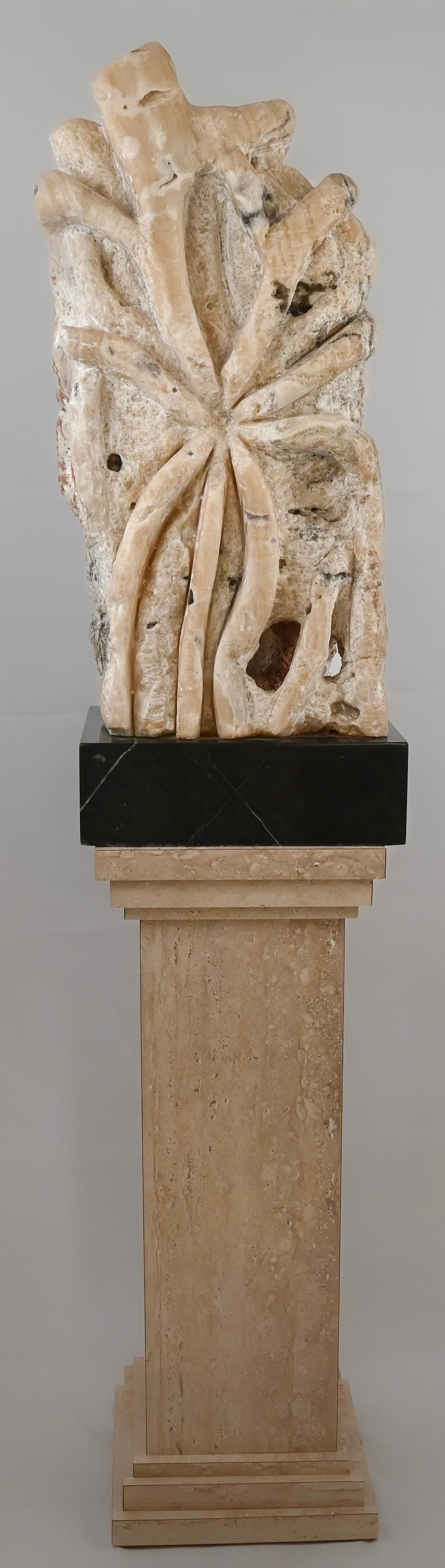 Abstract Stone Sculpture Chinese Scholar Stone on a Faux Marble Stand — detail 7