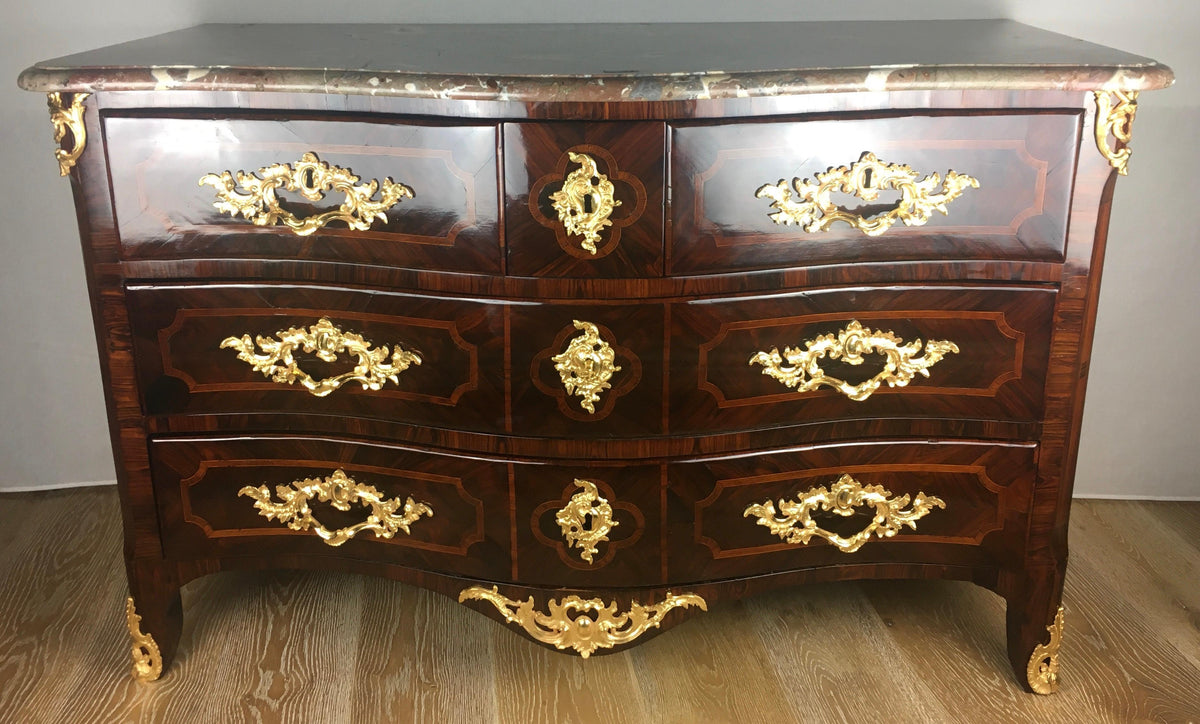 18th Century Louis XV Style Ormolu Mounted Bronze Bombe Commode, Stamped — detail 3