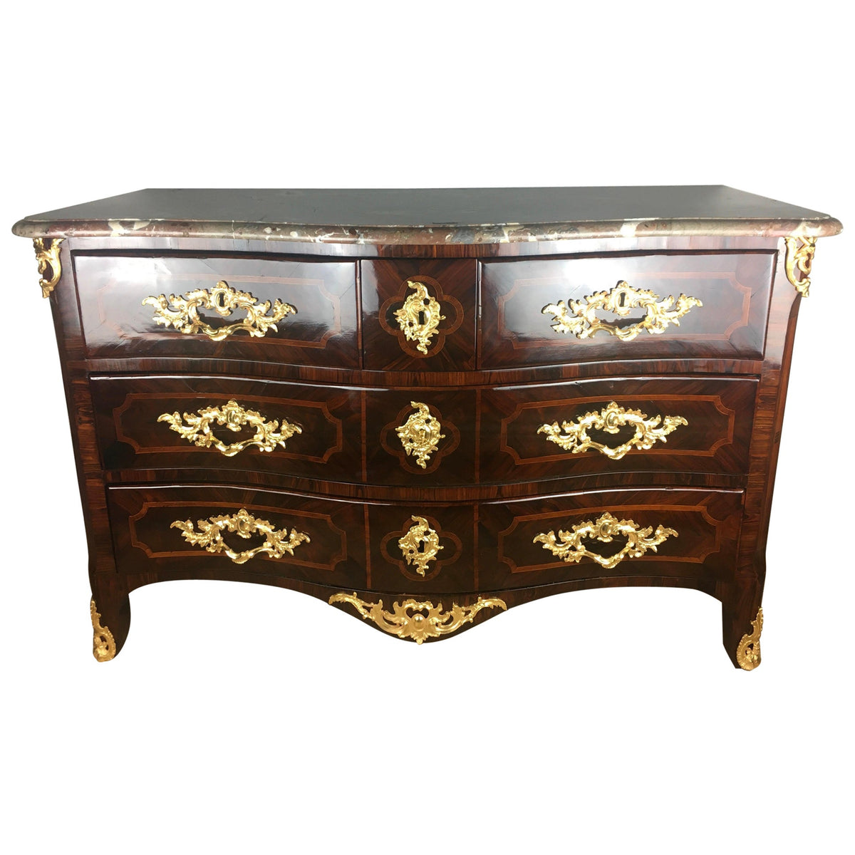 18th Century Louis XV Style Ormolu Mounted Bronze Bombe Commode, Stamped