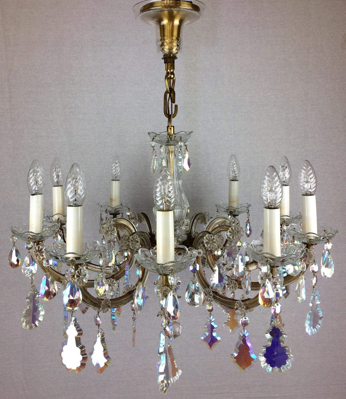 French Marie Theresa Chandelier with Colored Rock Crystals 10 Arms — detail 4
