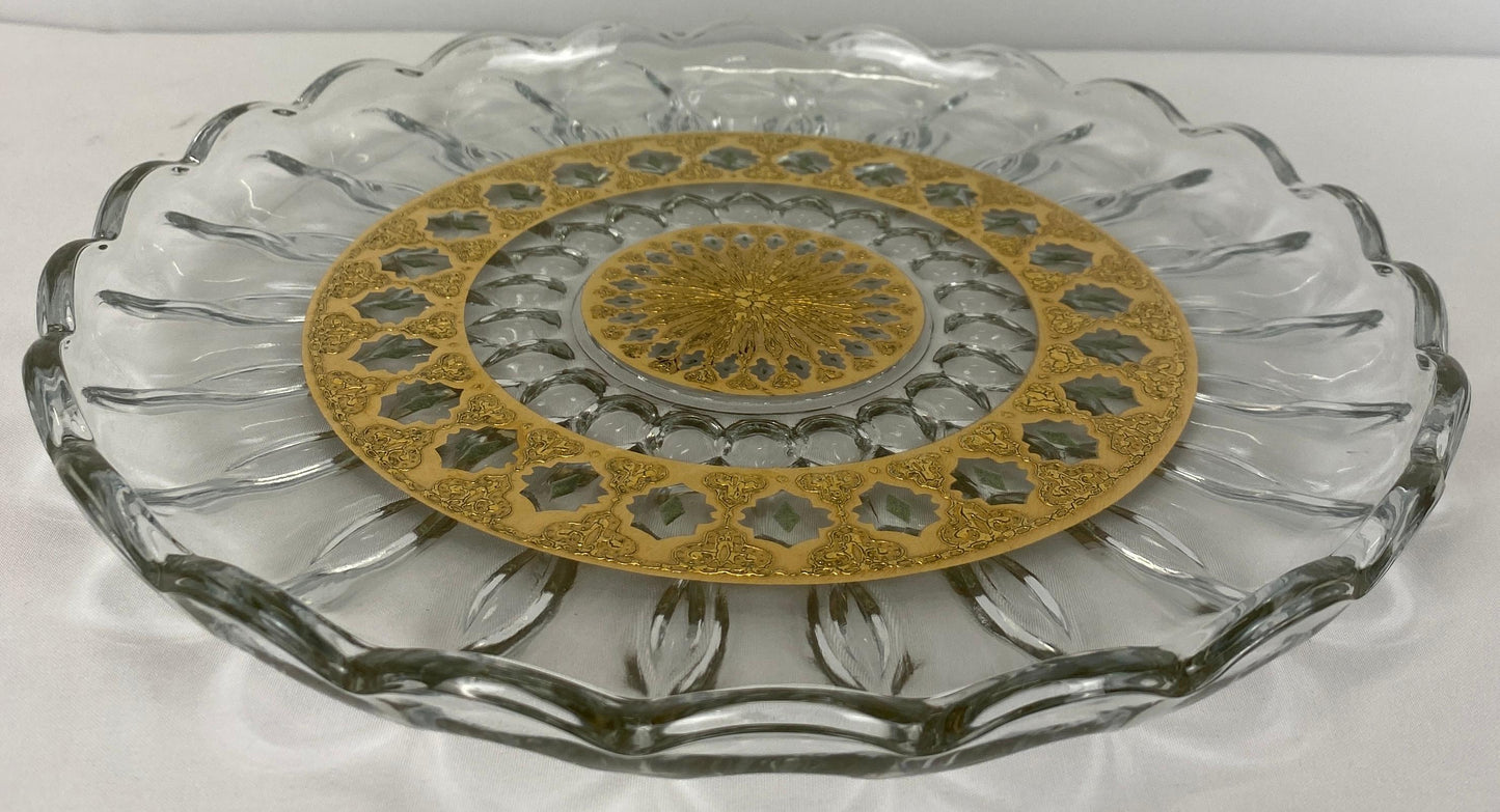 Culver Glass Serving Tray or Culver 22-Karat Gold Leaf Serving Platter — detail 6
