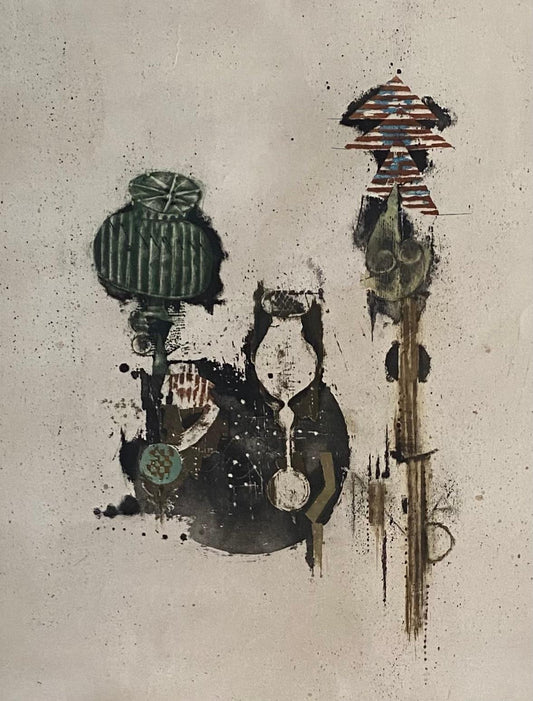 Vintage Johnny Friedlander Abstract Aquatint, circa 1960s — detail 2