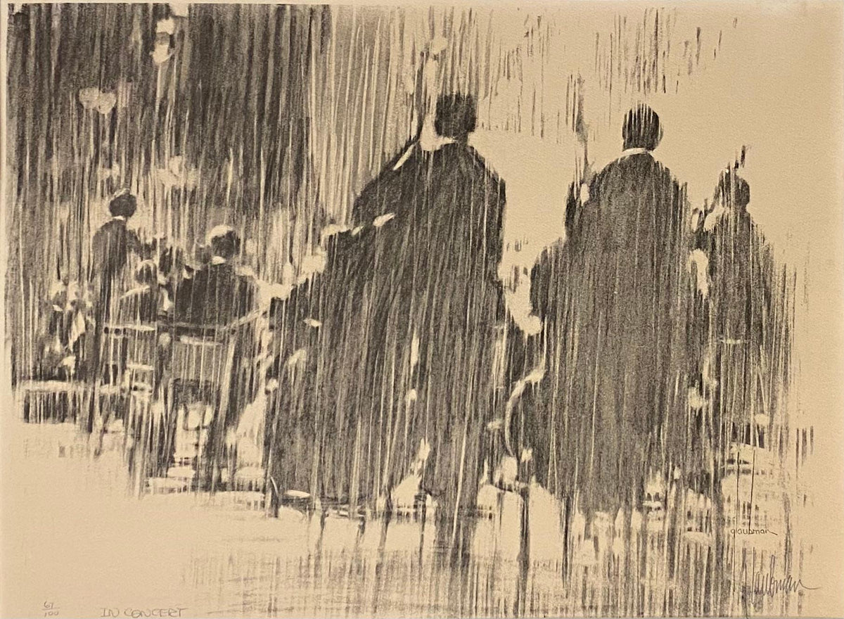 Musical Theme Lithograph Titled "in Concert" by Edna Glaubman — detail 2