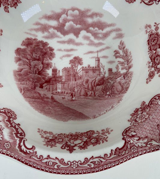 Johnson Bros. “Old Britain Castles” Red Transferware Serving Bowl, England — detail 2