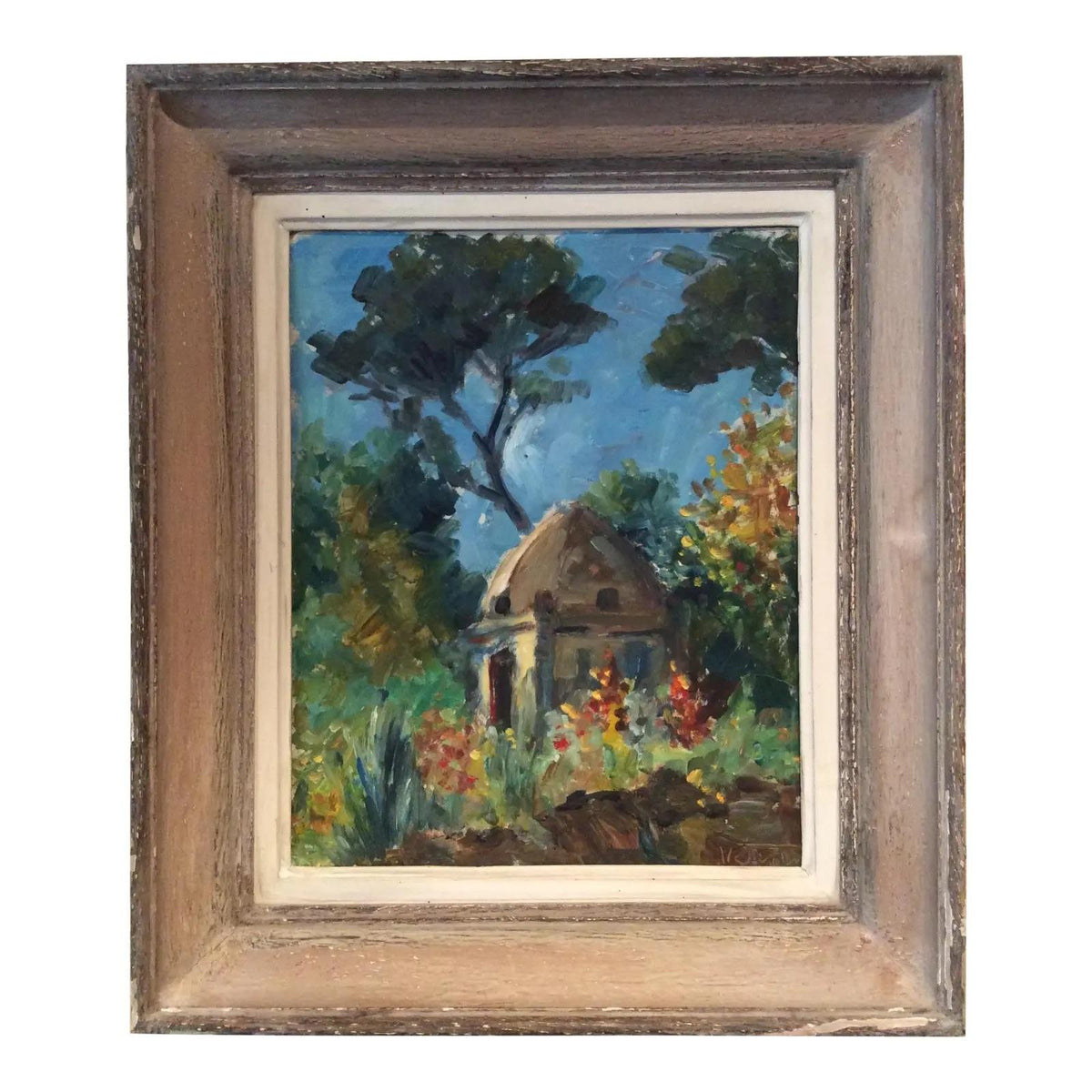 Original French Provincial Oil Painting on Isorel Signed Victor Ferreri — detail 3