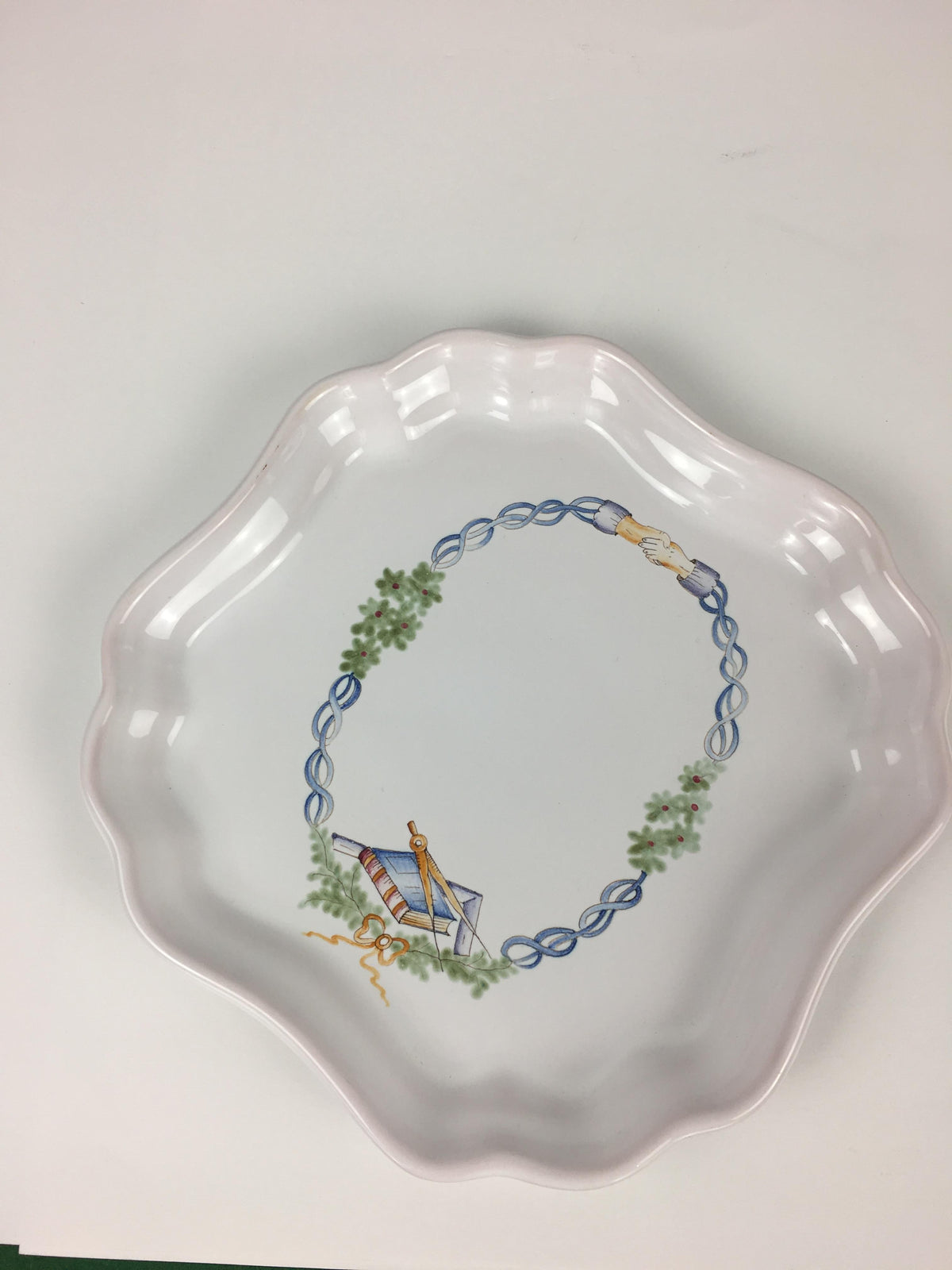 Masonic Ceremonial Hand-Painted Plate Signed Moustiers — detail 2
