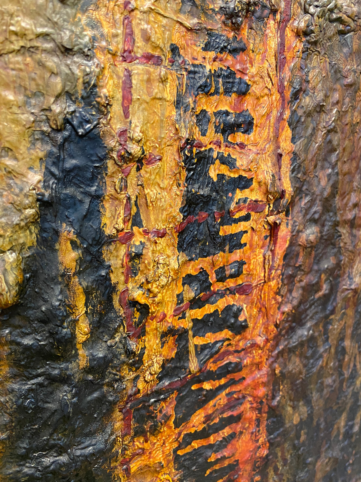 Frank Arnold Oil on Canvas Abstract Figurative Painting Titled "Escape" — detail 4