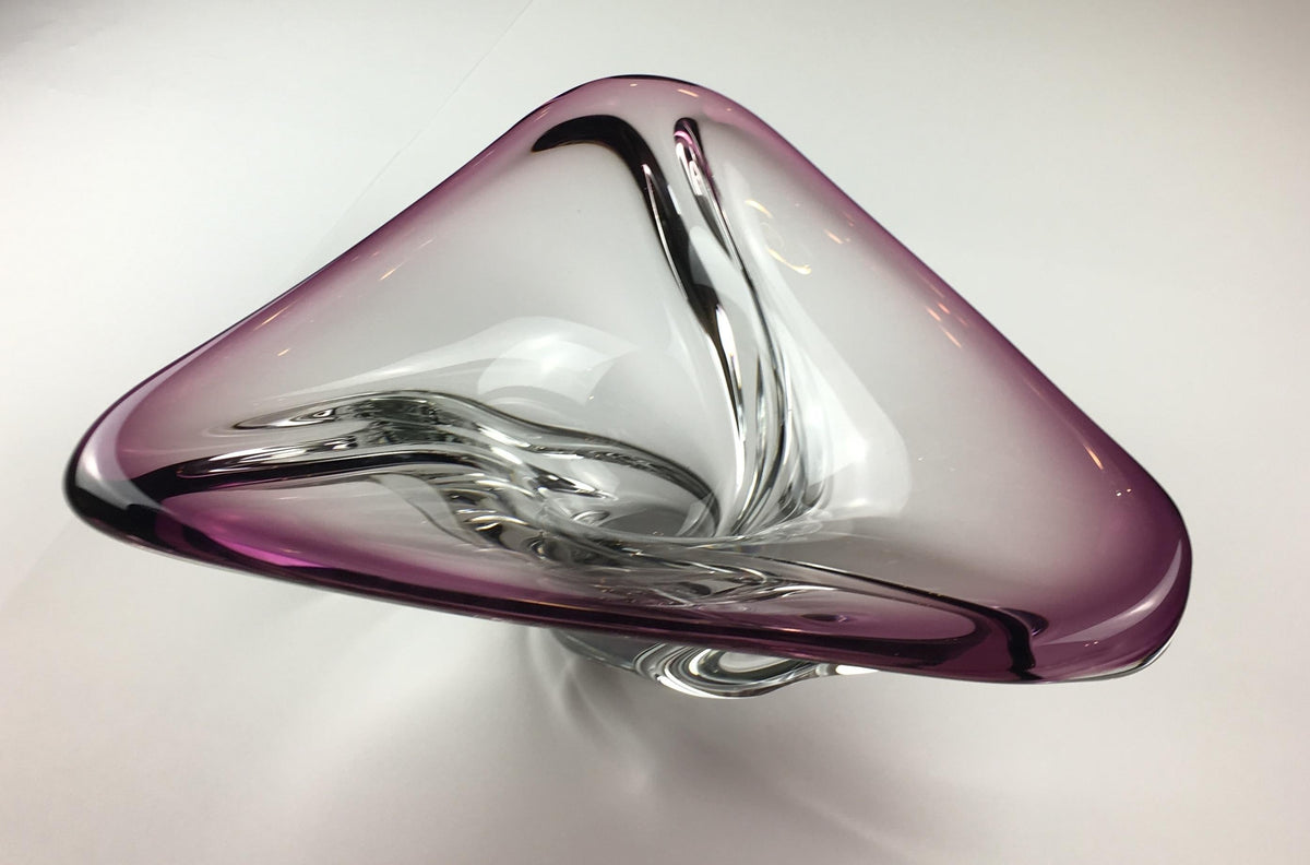 Val Saint Lambert Midcentury Art Glass Bowl Centerpiece — detail 6
