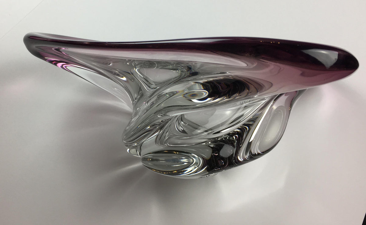 Val Saint Lambert Midcentury Art Glass Bowl Centerpiece — detail 13