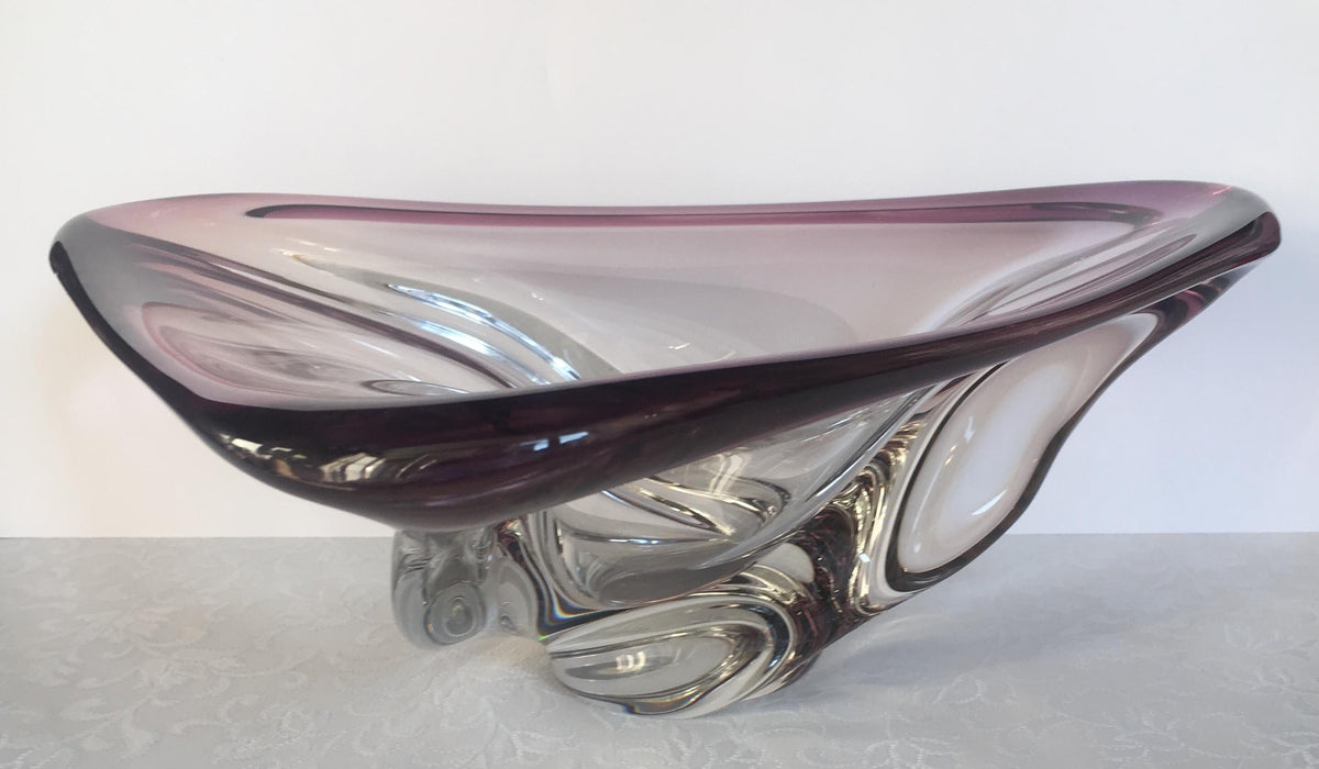 Val Saint Lambert Midcentury Art Glass Bowl Centerpiece — detail 3