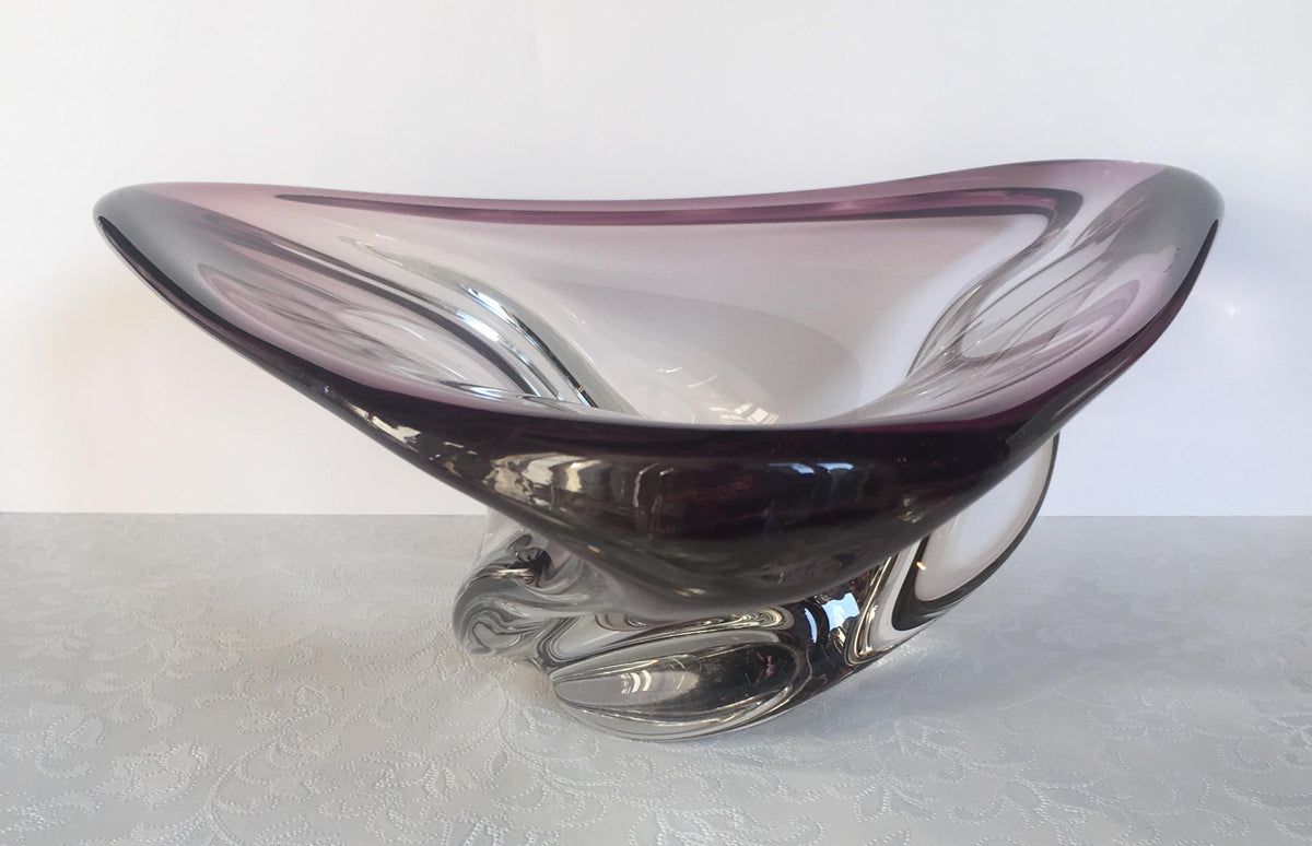 Val Saint Lambert Midcentury Art Glass Bowl Centerpiece — detail 5