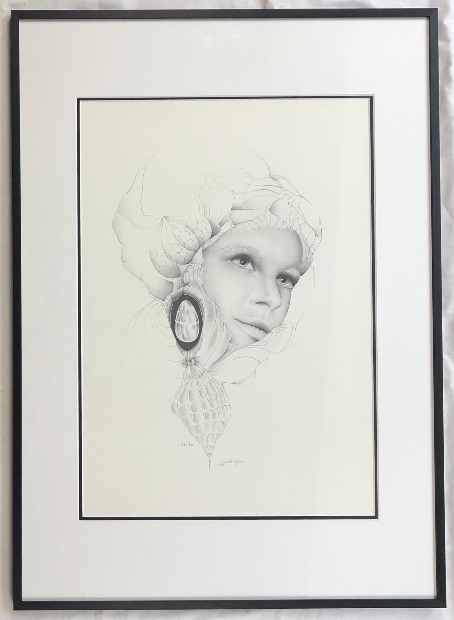 Dali Inspired French Surrealist Black & White Lithograph by Gerald Moreno Signed — detail 5