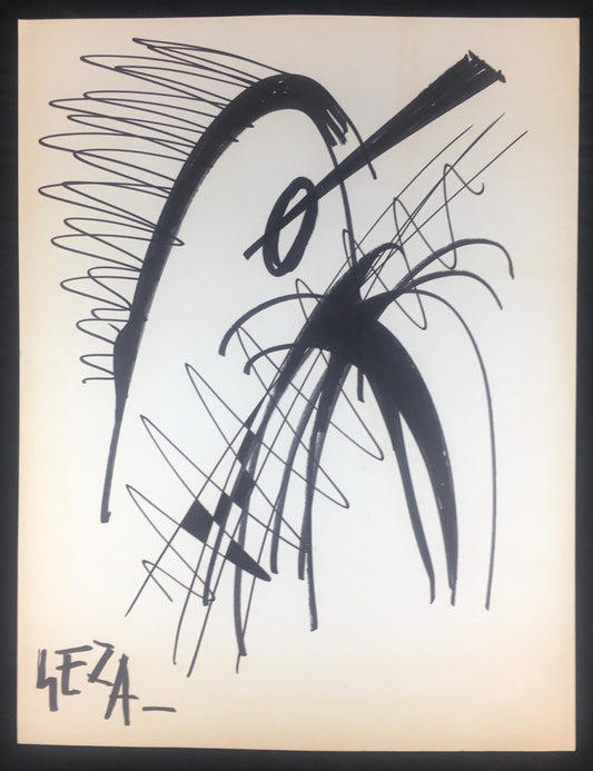 Collection of Three Modern Abstract Drawings Signed Geza, Manner of Franz Kline — detail 2