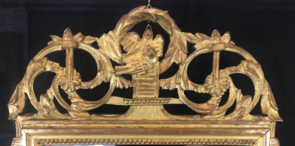 French Louis XVI Style Gilt Wall Mirror — detail 2