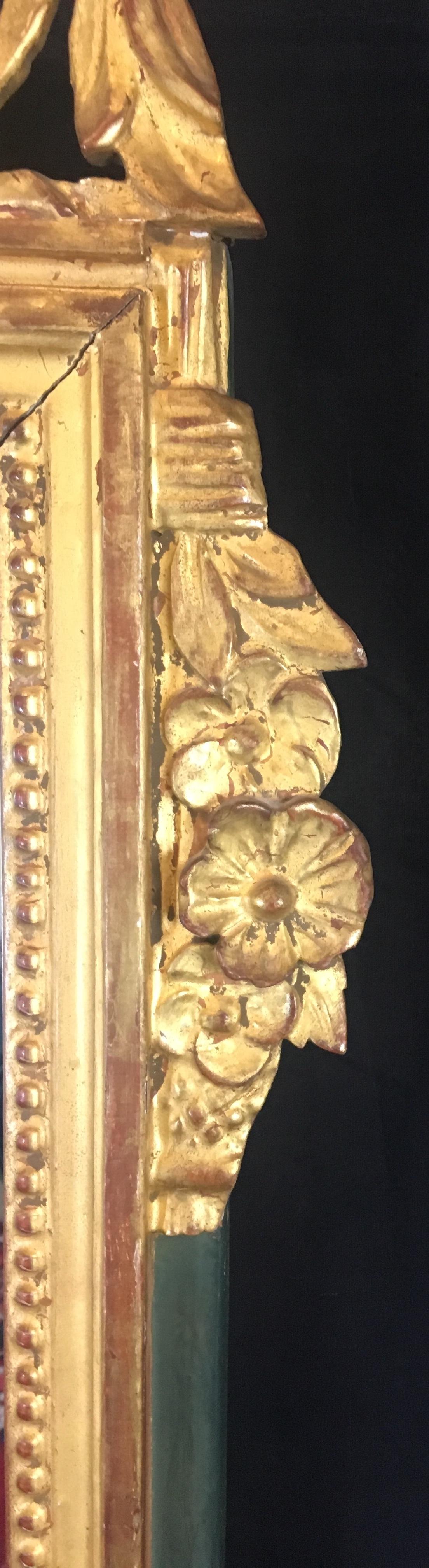 French Louis XVI Style Gilt Wall Mirror — detail 5