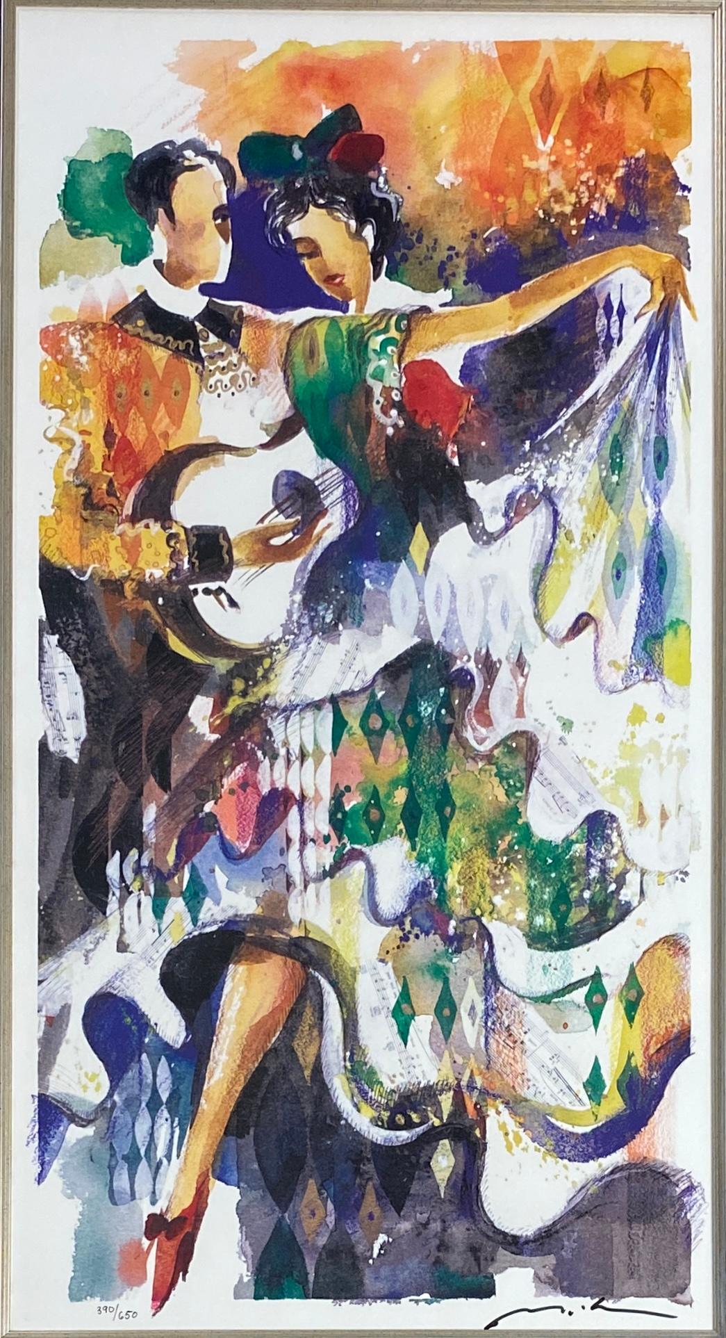 Misha Lenn Lithograph "Gypsies Dancing" — detail 2