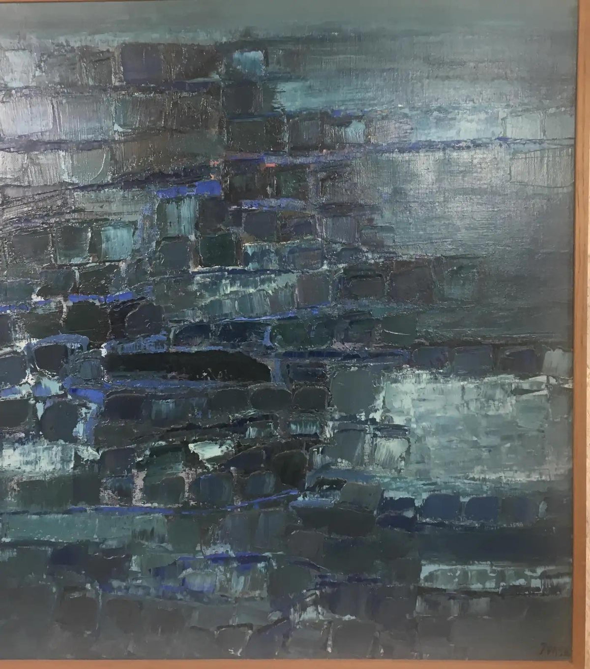 Modern Blue Abstract Painting by Mark Janson, circa 1958 — detail 4