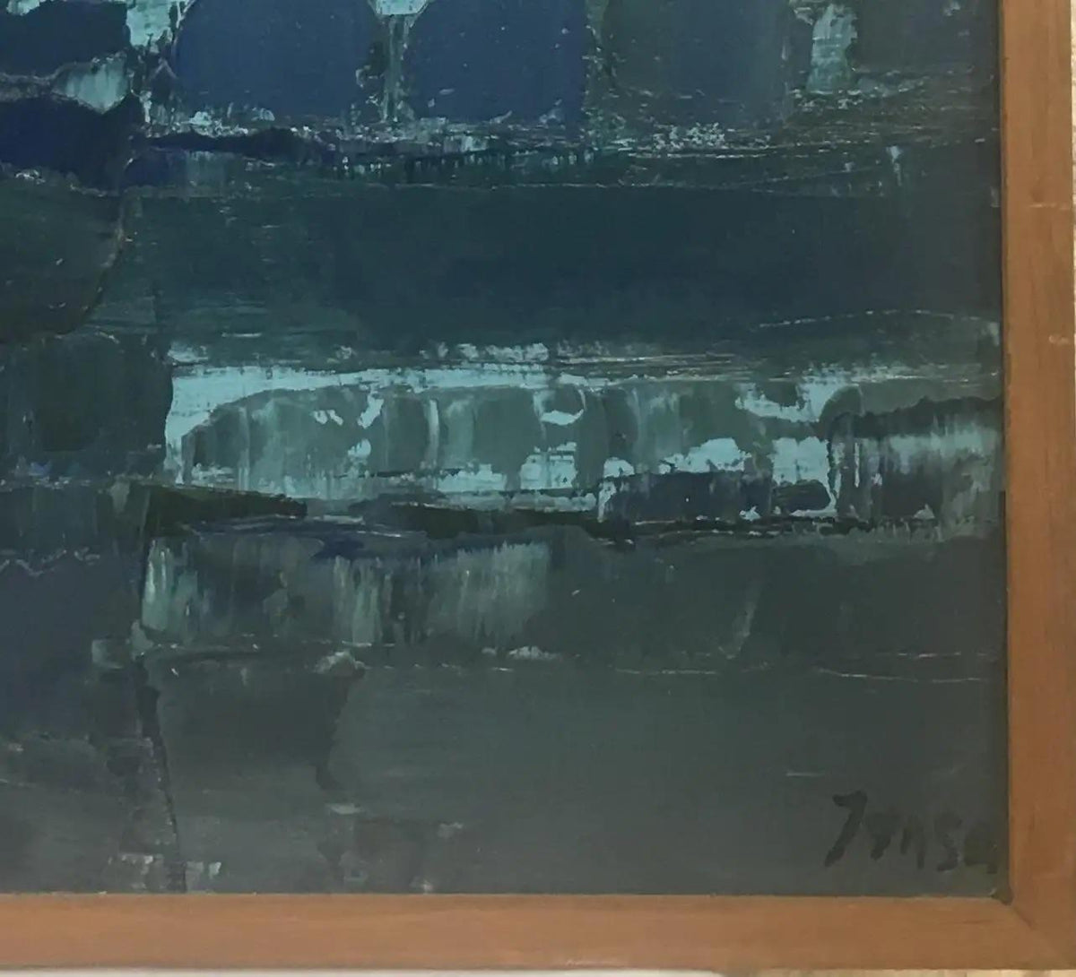Modern Blue Abstract Painting by Mark Janson, circa 1958 — detail 6