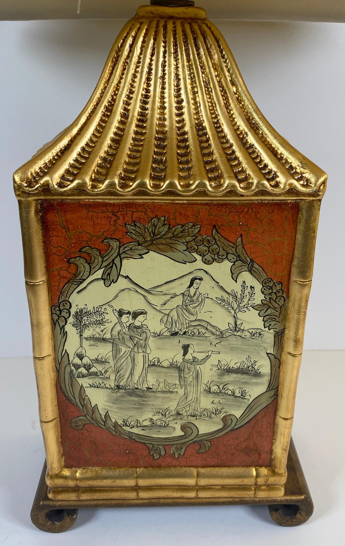 Japanese Cloisonne Lamp Mounted on Brass Base — detail 8
