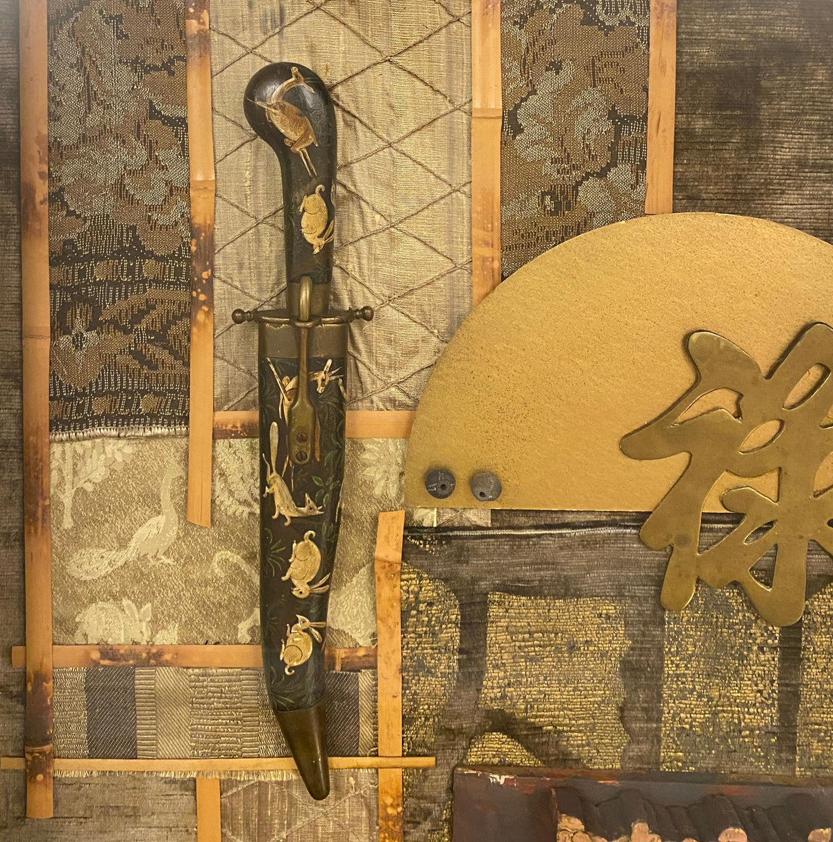 Large Contemporary Japanese Style Mixed Media Collage Wall Art — detail 6