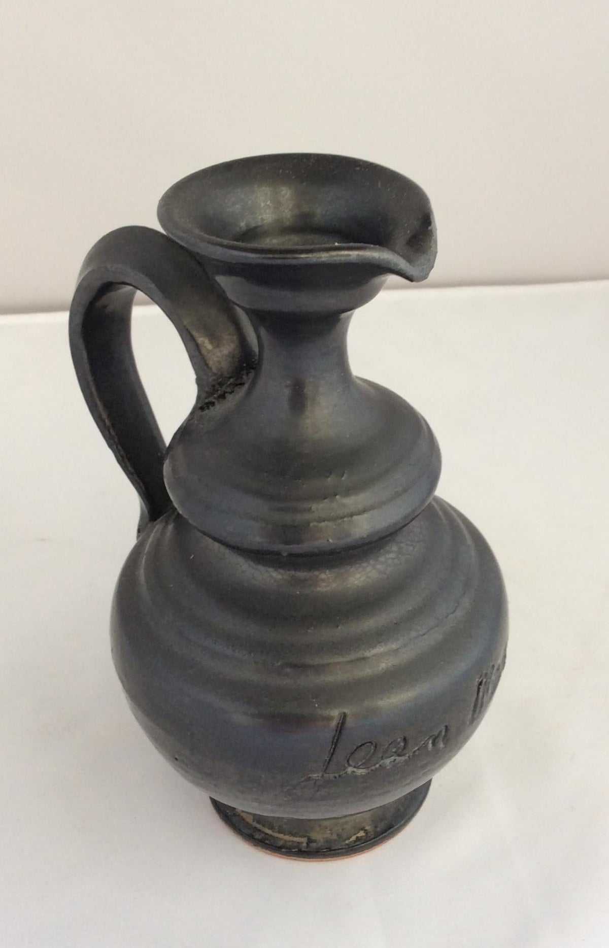 Jean Marais, Midcentury Black Matte Vase from Vallauris Studio — detail 5