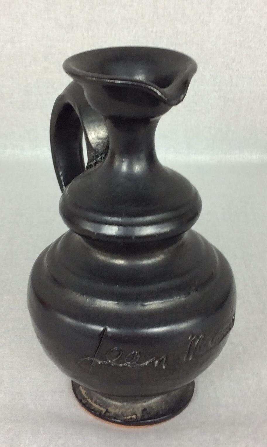 Jean Marais, Midcentury Black Matte Vase from Vallauris Studio — detail 8
