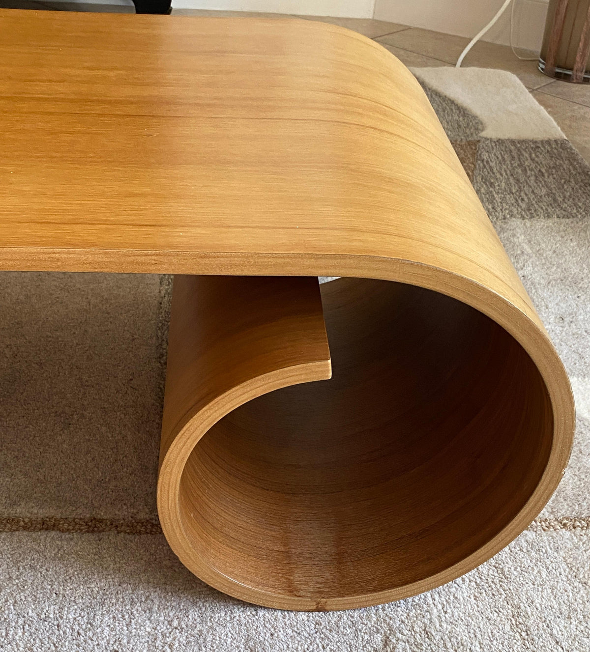Kino Guerin Sculpted Bent Wood Ribbon Coffee Table in Laminated Walnut, Signed and Numbered — detail 6