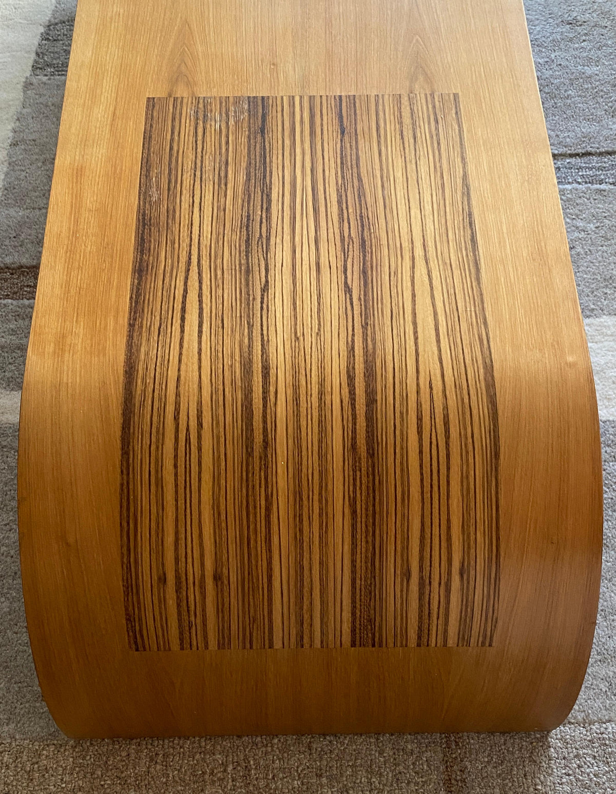 Kino Guerin Sculpted Bent Wood Ribbon Coffee Table in Laminated Walnut, Signed and Numbered — detail 3