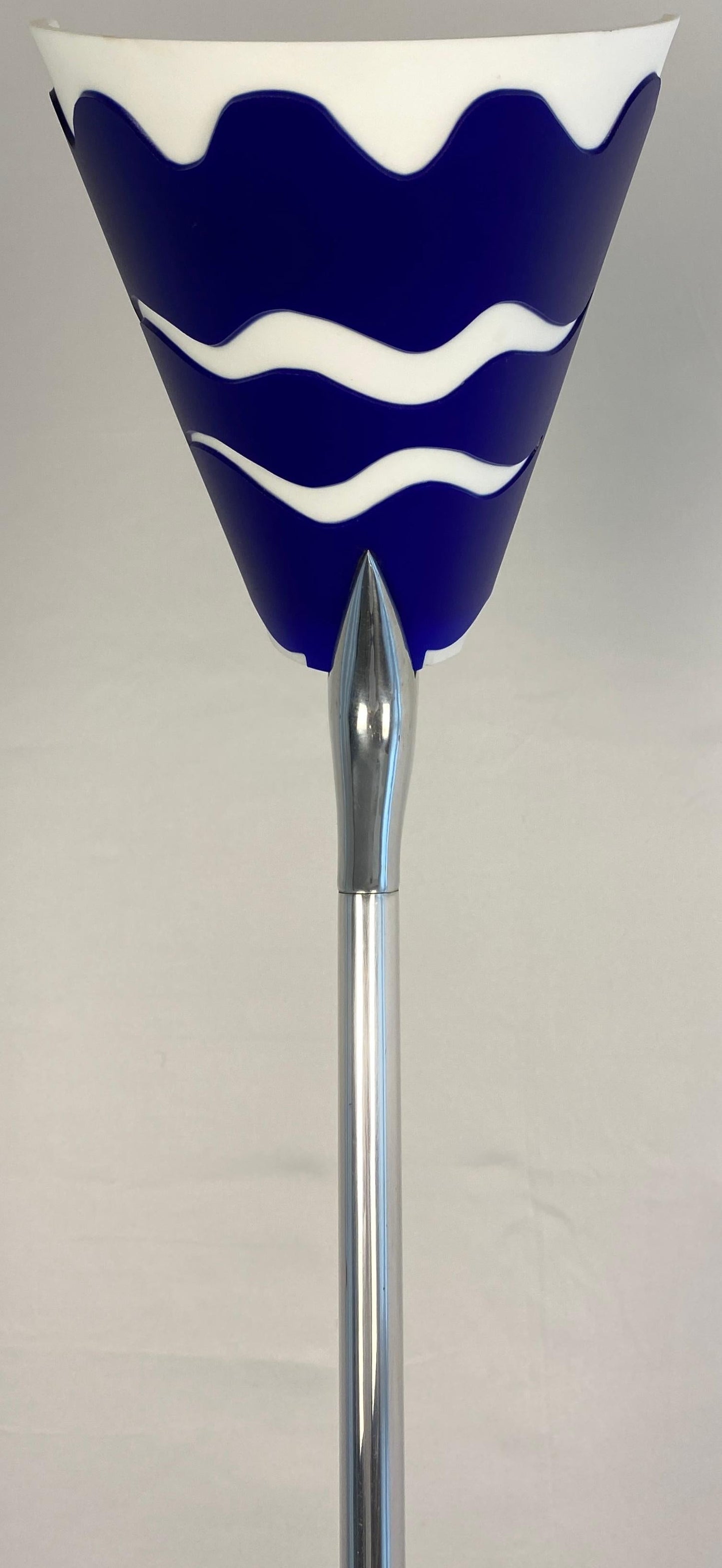 Modern French Polished Chrome Floor Lamp with Blue Shade by LG, Paris France — detail 7