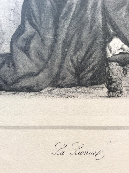 Original Early 20th Century Antique French “La Lionnel” Engraving Print — detail 2