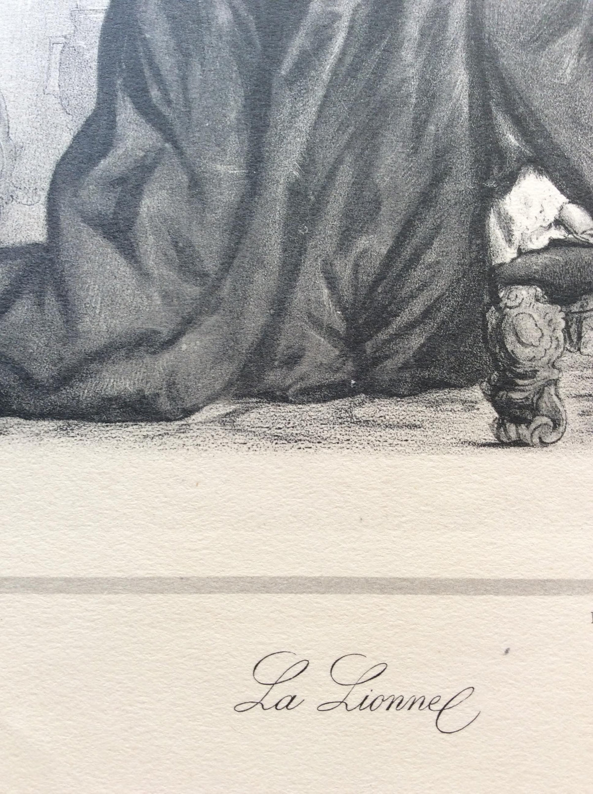 Original Early 20th Century Antique French “La Lionnel” Engraving Print — detail 2