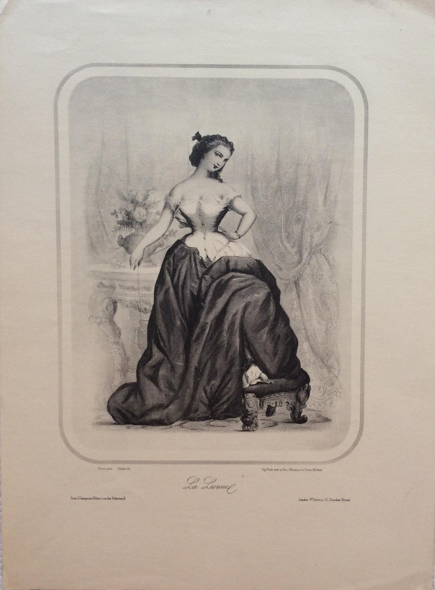 Original Early 20th Century Antique French “La Lionnel” Engraving Print — detail 5